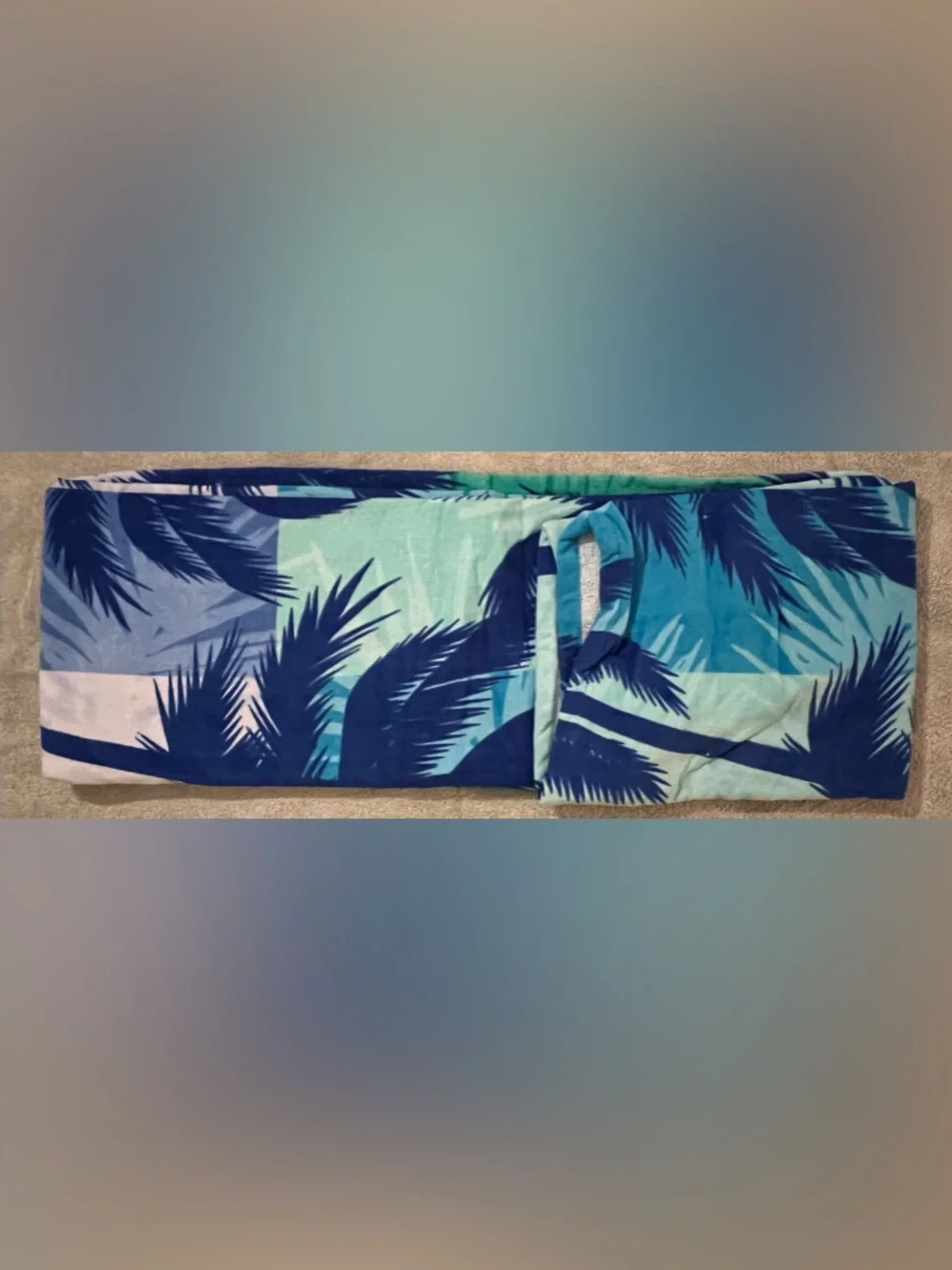 Blue and Green Palm Tree Beach Towel